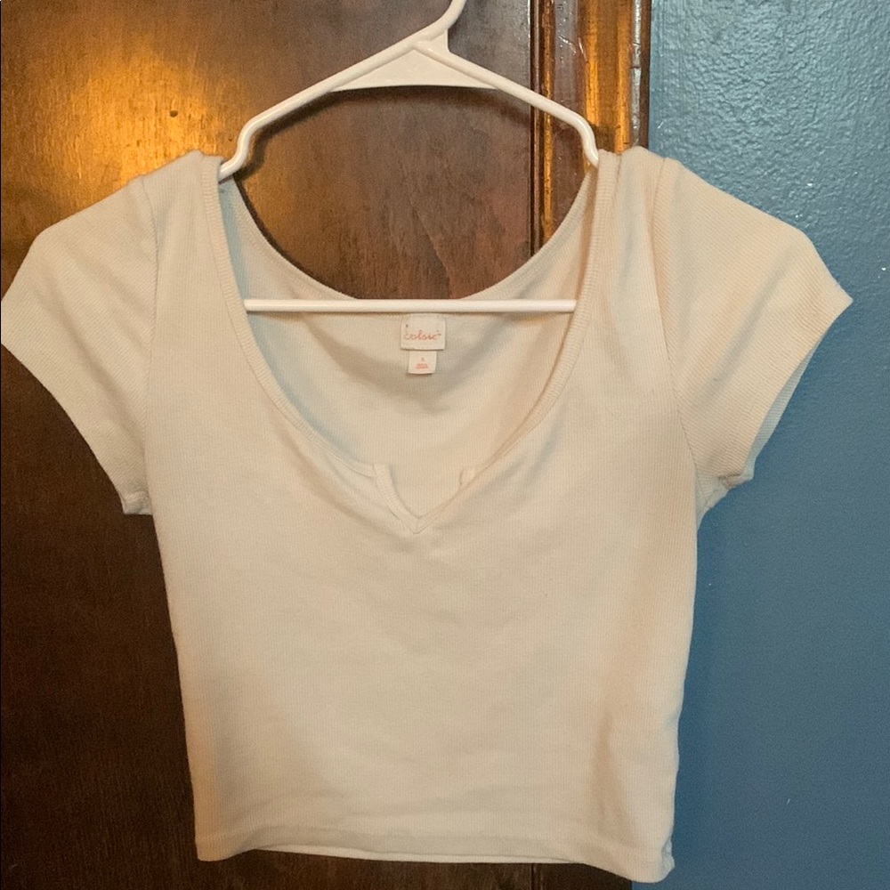 Colsie target brand White Fitted Crop T-Shirt